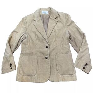 KMART Corduroy Blazer Women 14 Vintage Tan Gold Retro Western Cord Sport Jacket